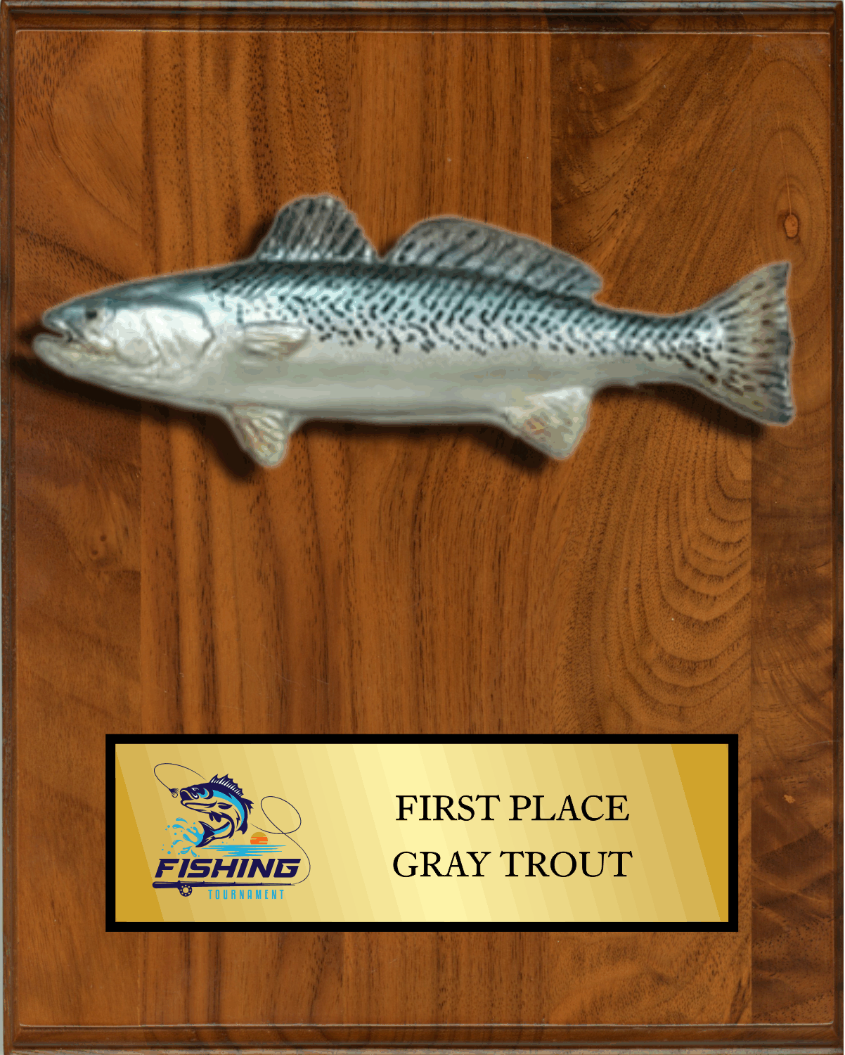 8"x10" Walnut with full color fish mount