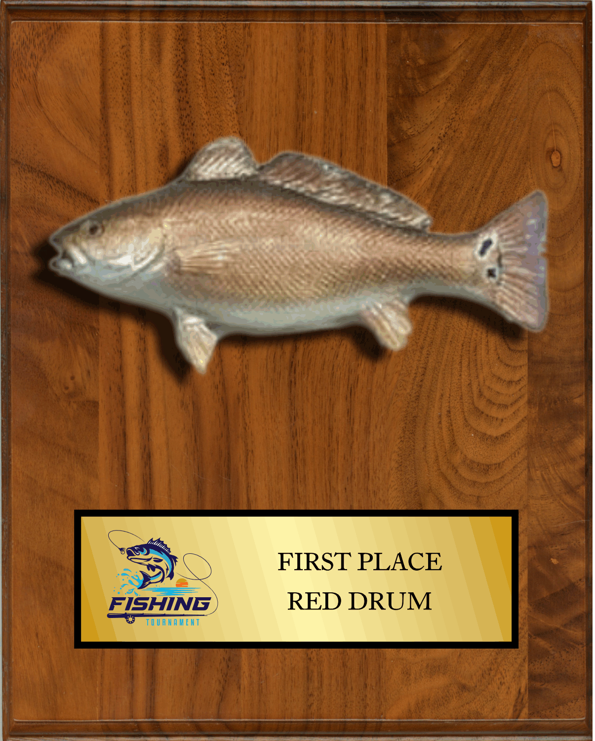 8"x10" Walnut with full color fish mount