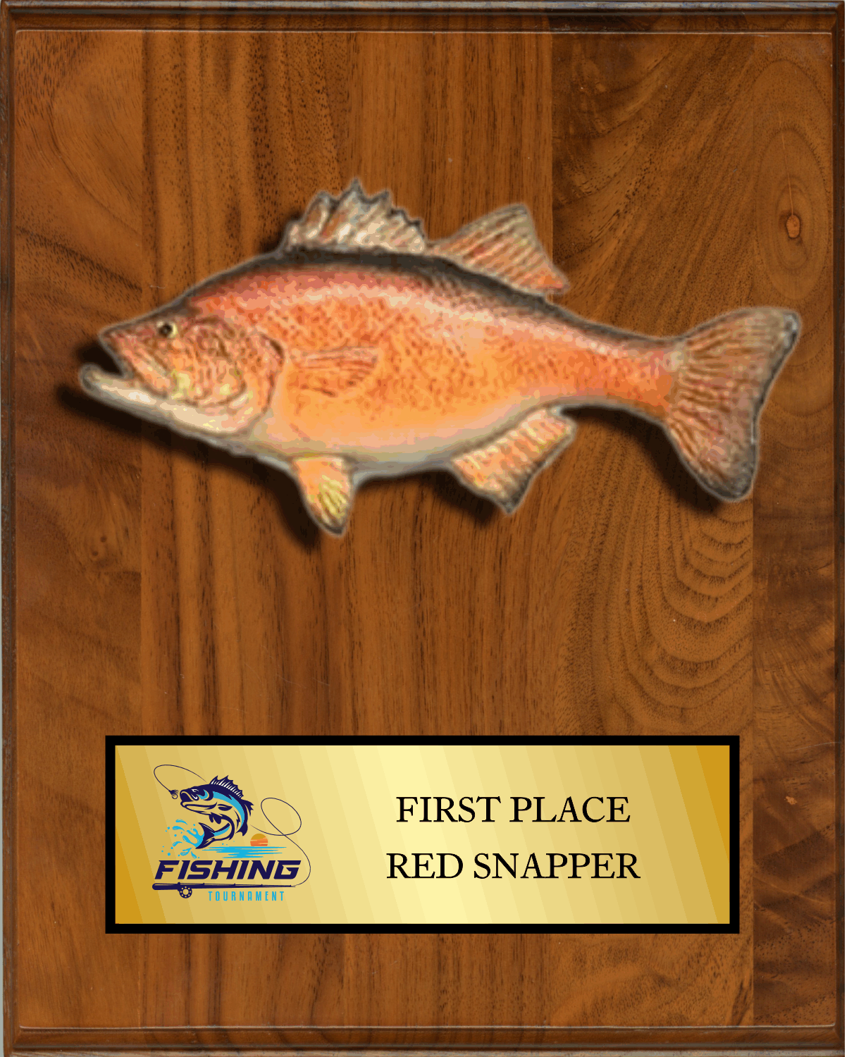 8"x10" Walnut with full color fish mount