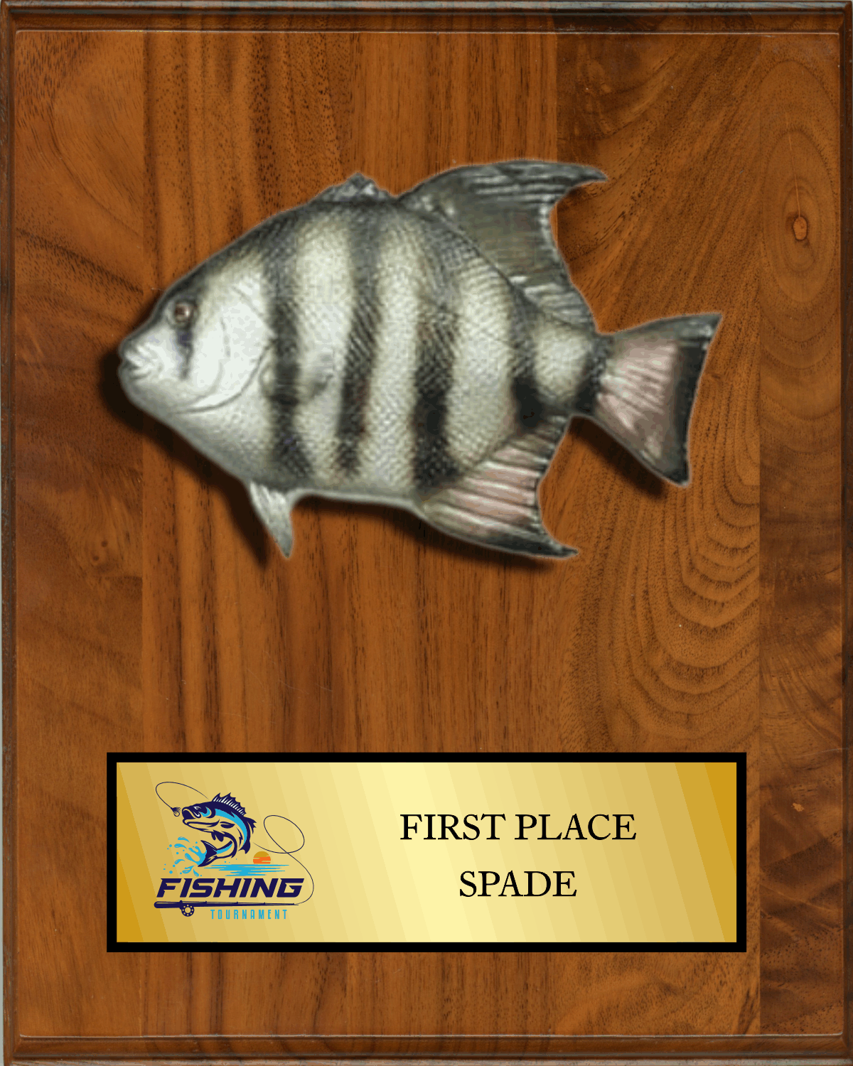 8"x10" Walnut with full color fish mount