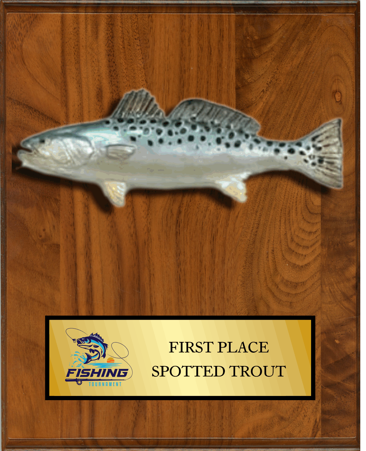 8"x10" Walnut with full color fish mount