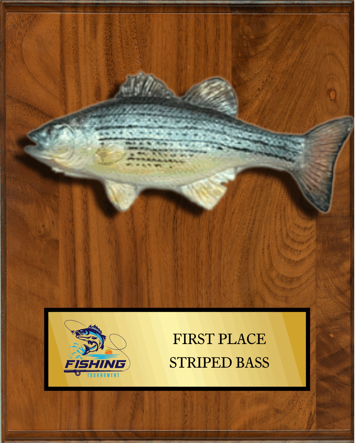 8"x10" Walnut with full color fish mount