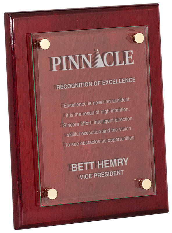 Piano Finish Floating Glass Plaque. Will Hang or Stand