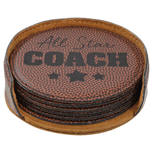 4" Laserable Leatherette Round 6-Coaster Set