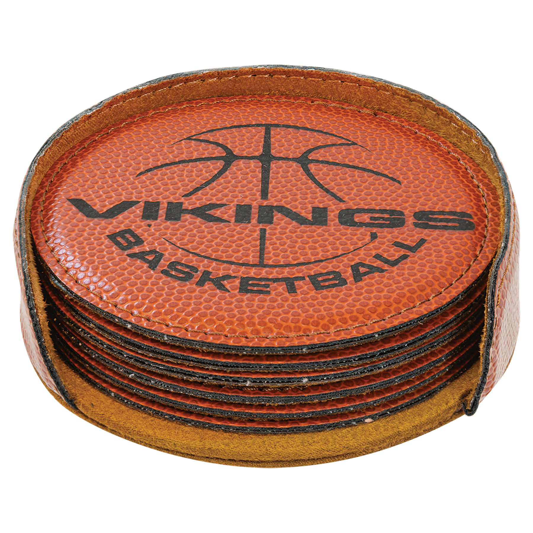 4" Laserable Leatherette Round 6-Coaster Set
