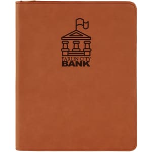 9 1/2" x 12" Zipper Laserable Leatherette Portfolio with Notepad