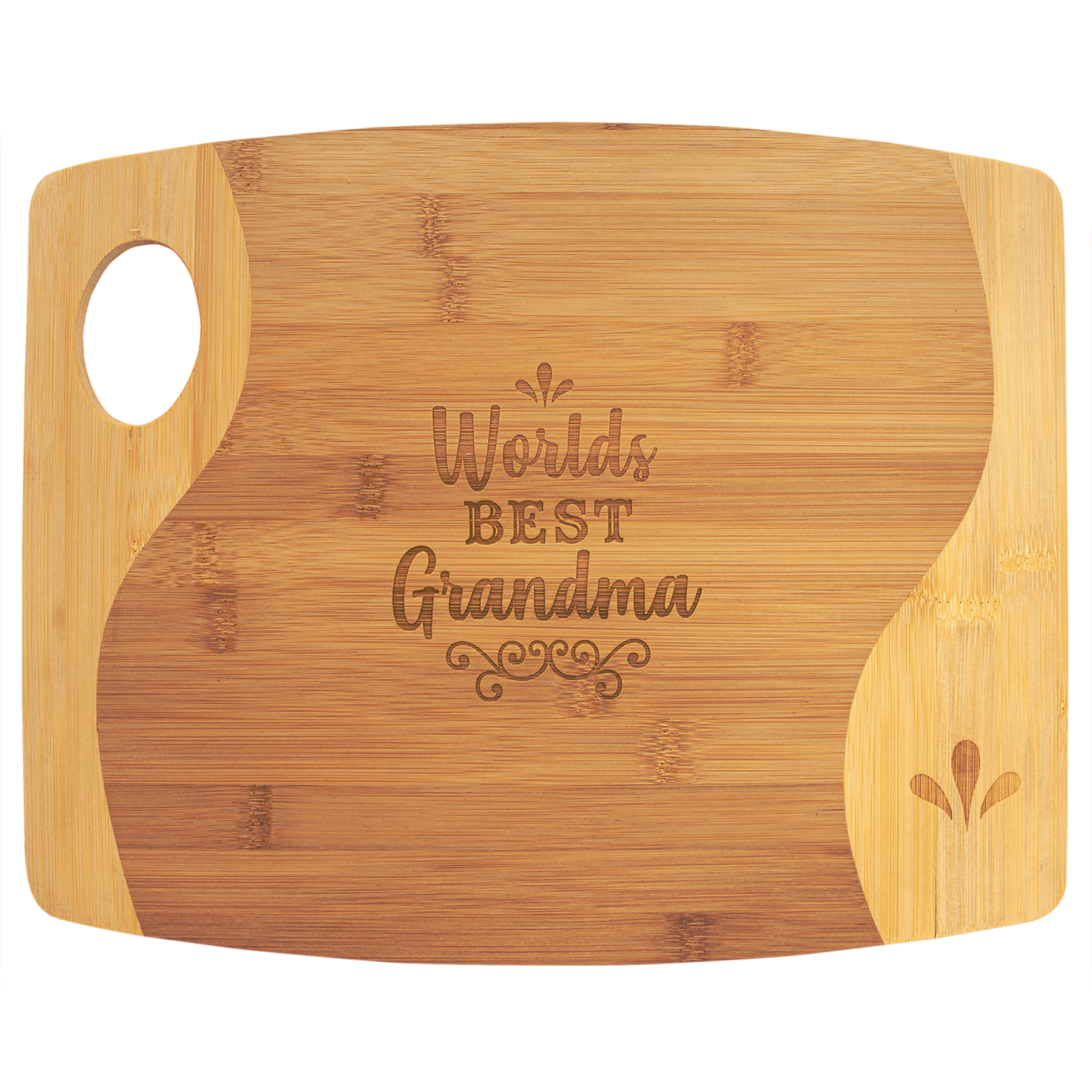 Two-Tone Bamboo Cutting Board with Handle