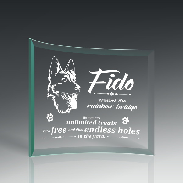 Curved Jade Glass Plaque