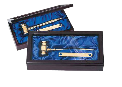 8" Solid Brass Gavel Set