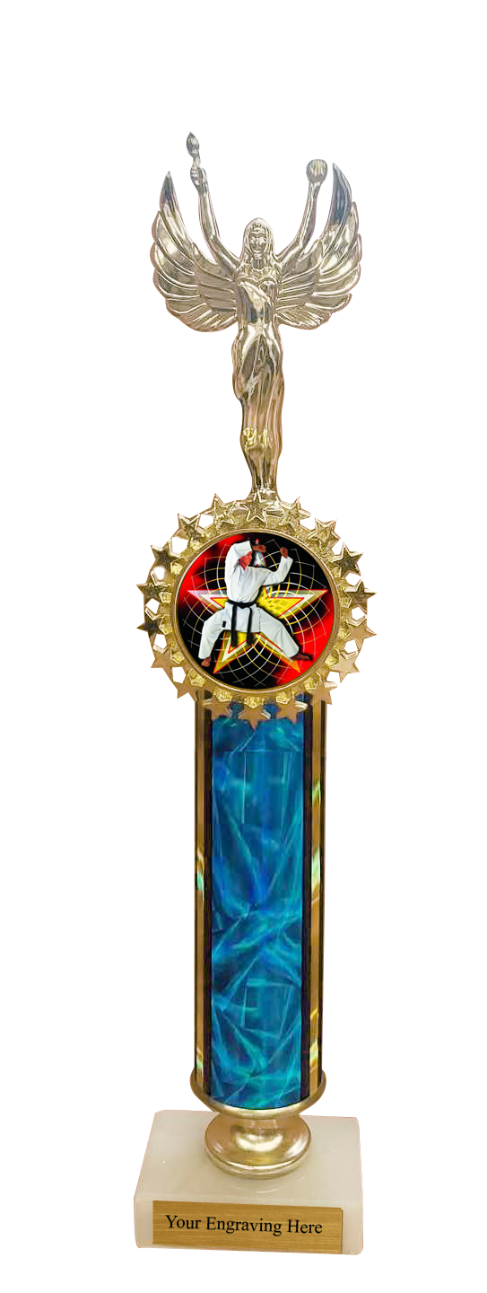 Round Column Trophy on Marble Base with Choice of Logo and Figure