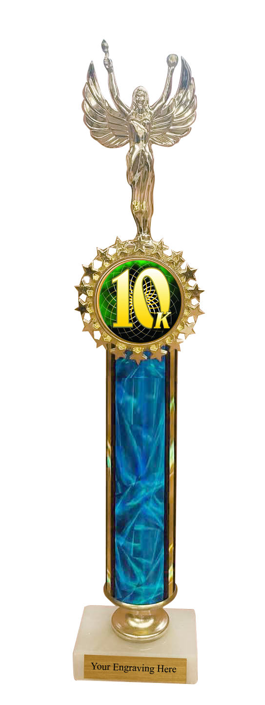 Round Column Trophy on Marble Base with Choice of Logo and Figure