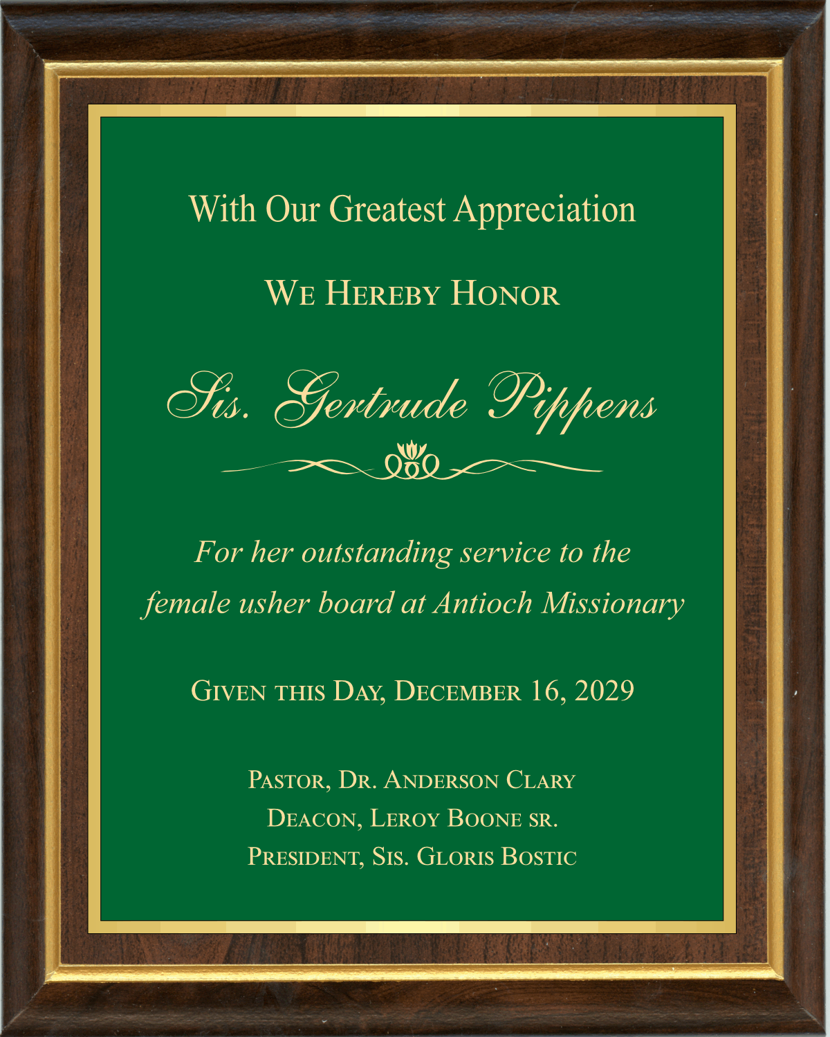 Simulated Finish with Gold Edge and Full Plate