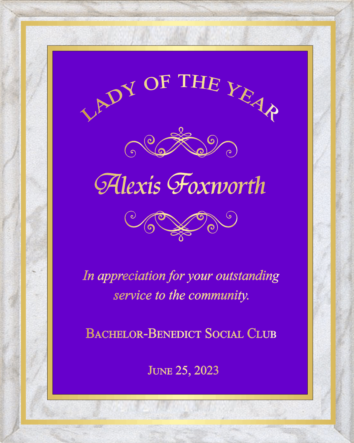 Simulated Finish with Gold Edge and Full Plate