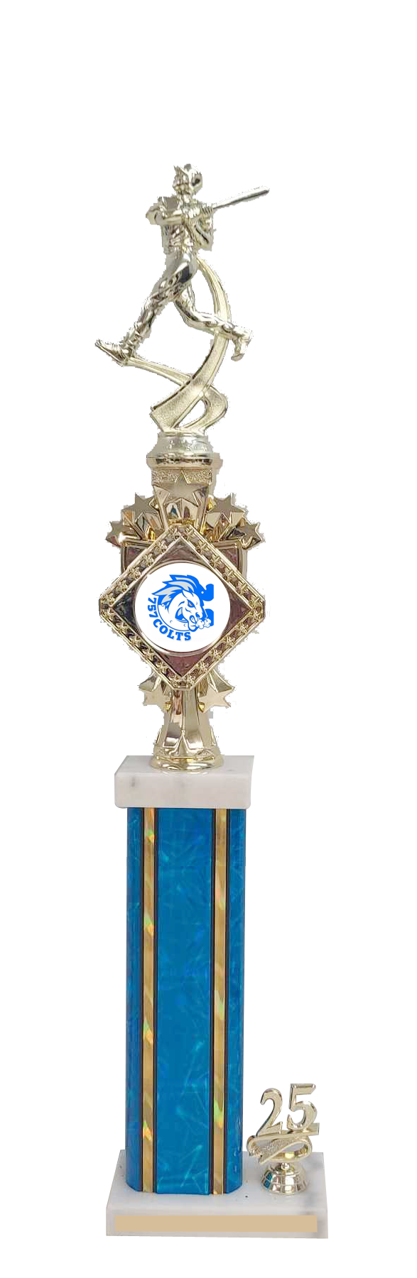 Rectangular Column Trophy with Marble Caps, Insert Riser, Choice of Logo, Figure and Trim