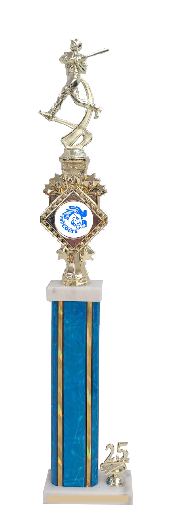 Rectangular Column Trophy with Marble Caps, Insert Riser, Choice of Logo, Figure and Trim