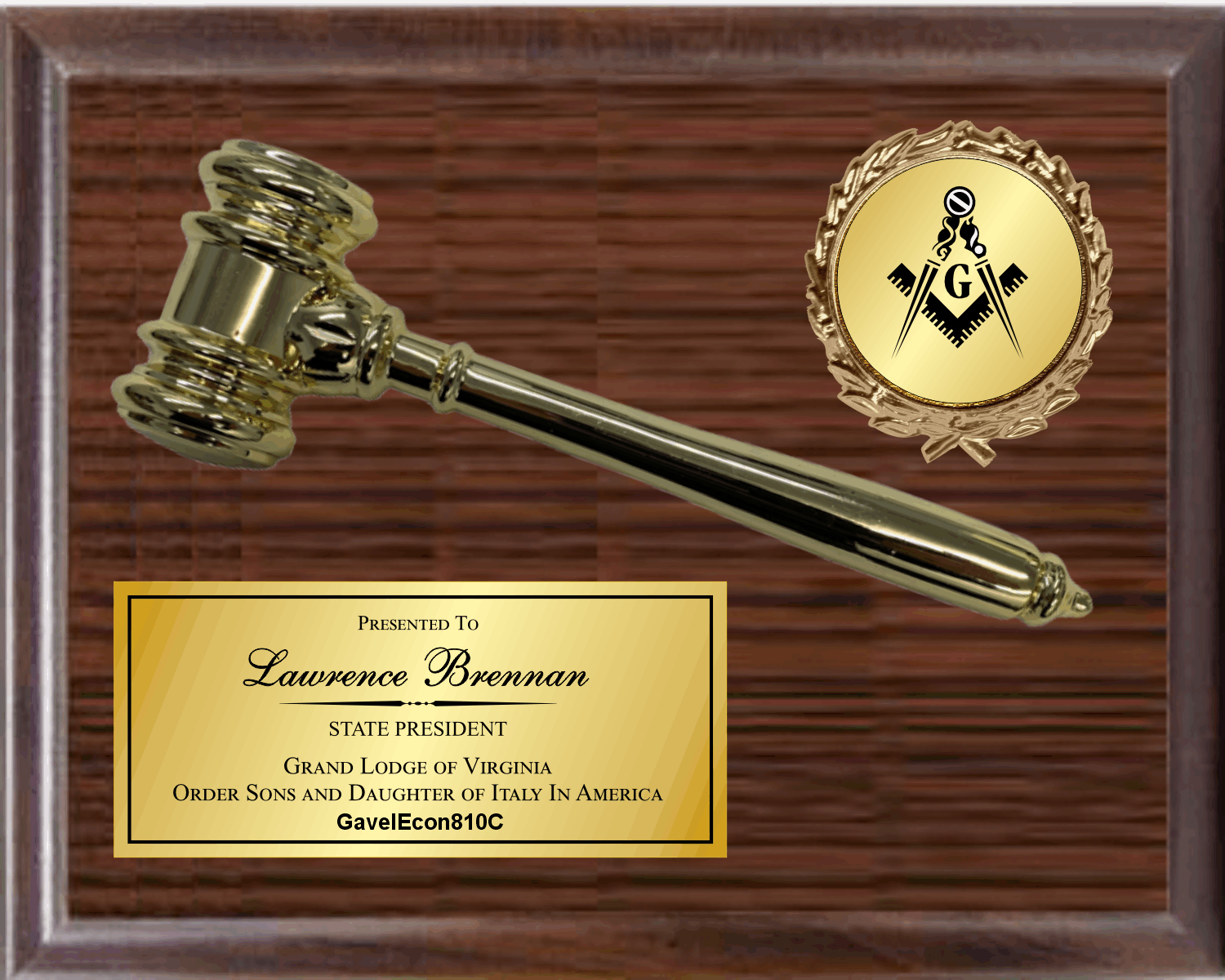 Economy Gavel Plaque -