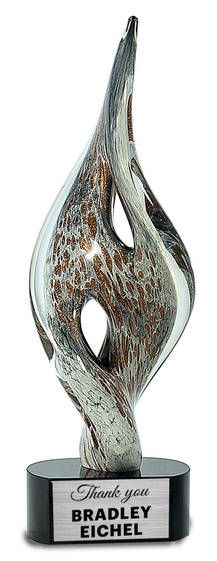 15" Spire Twist Art Glass on Black Base