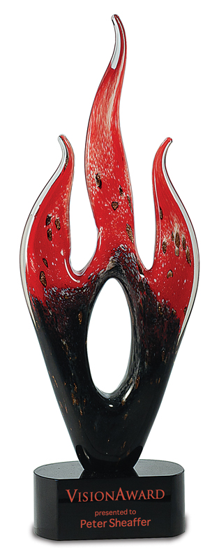 Red and black flame-shaped award with 'VisionAward' branding on a white background. Norfolk, VA