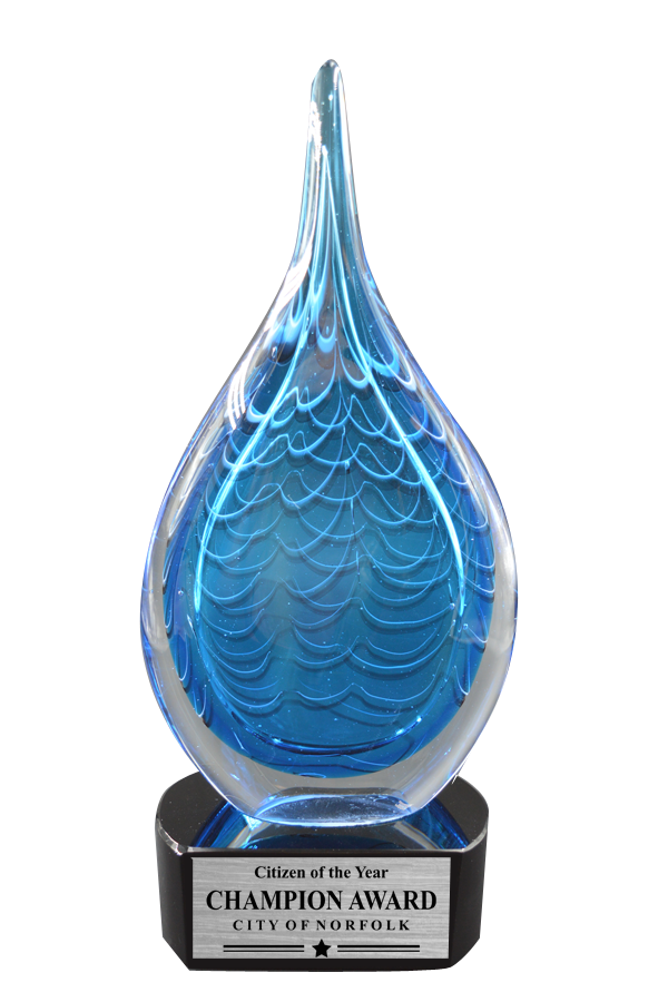 12.5" Blue Raindrop Art Glass