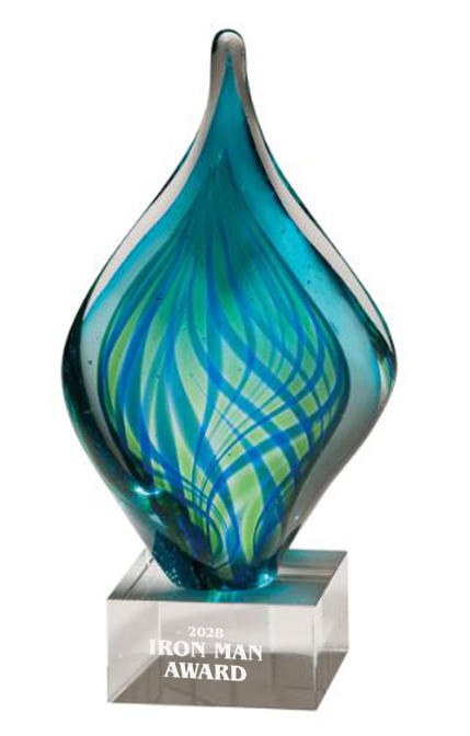 8.75" Blue and Green Twist Art Glass