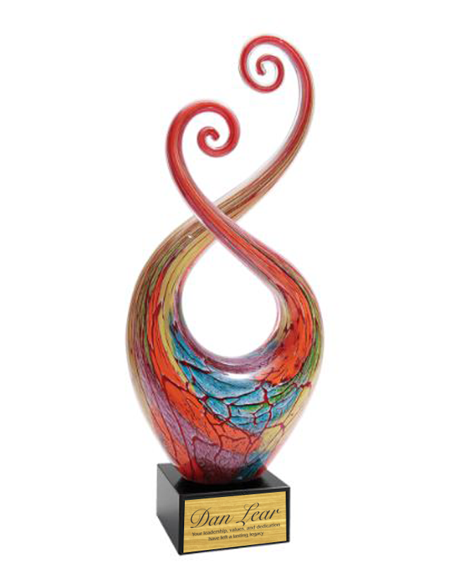Colorful abstract sculpture on a white background in Norfolk, VA