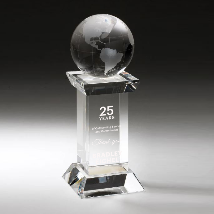 8" Crystal Globe on Clear Tower