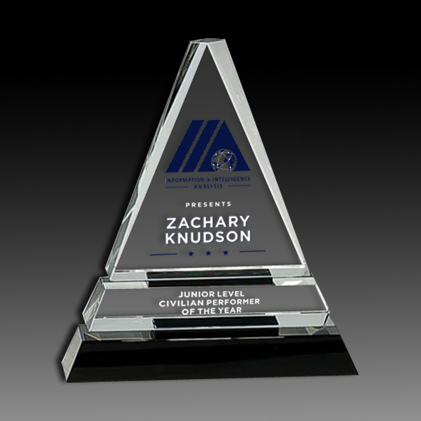 Clear Crystal Triangle on Black Crystal Pedestal Base