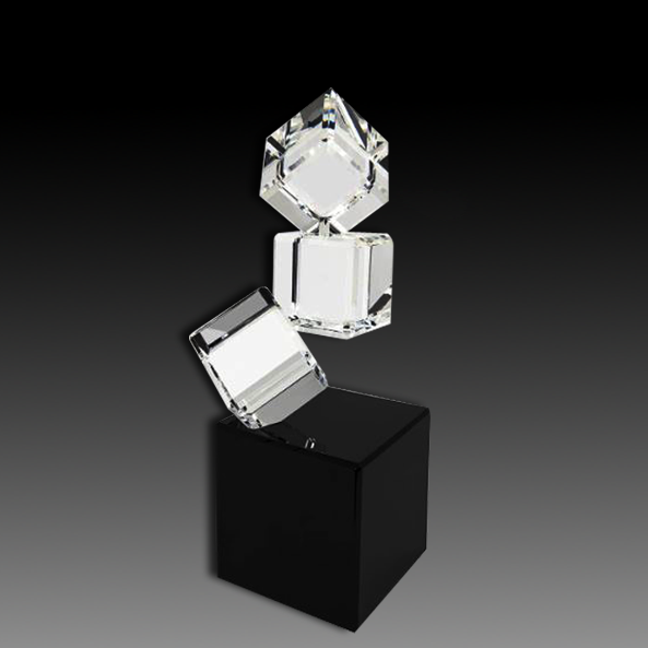 8" Triple Block Art Glass