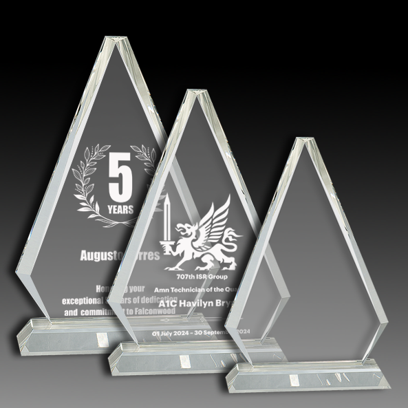 Clear Crystal Triangle on Clear Pedestal Base