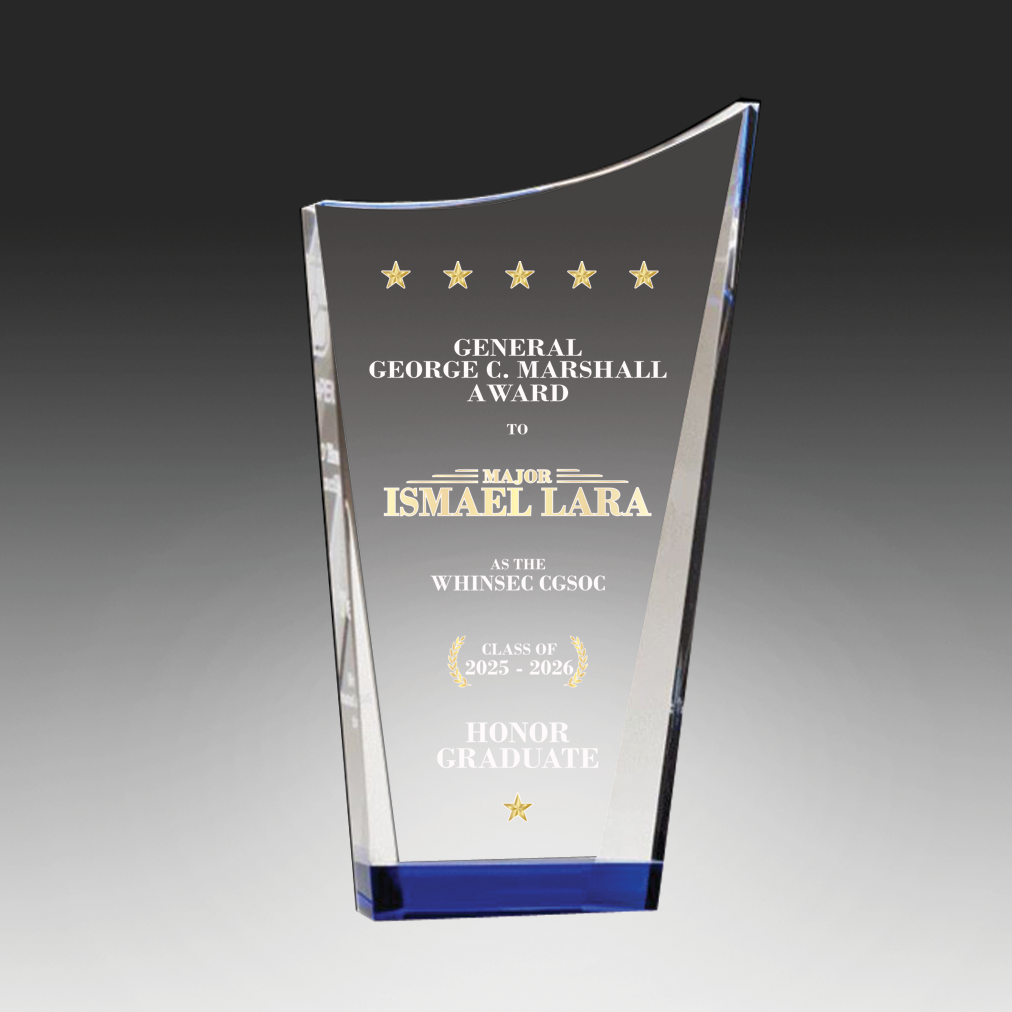 Contemporary Series Clear Crystal Award with Blue Accented Bottom