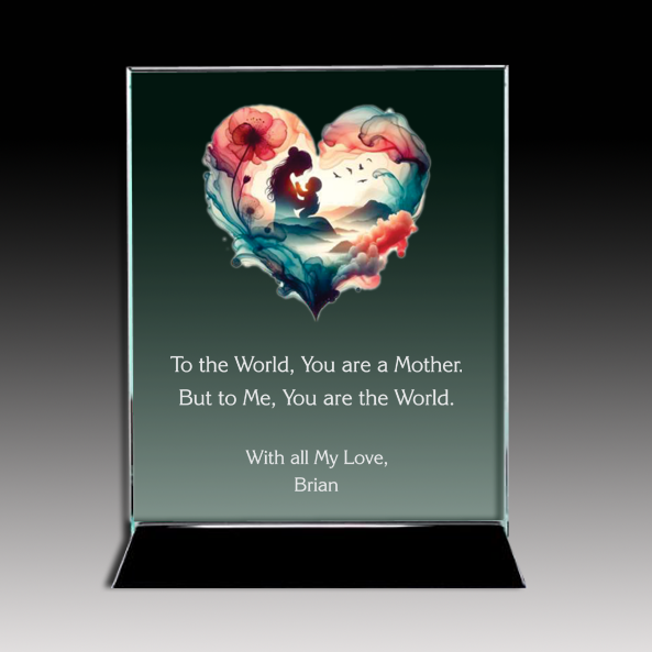 Jade Glass Plaque on Piano Base