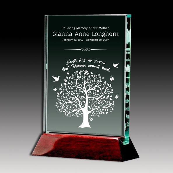 Jade Glass Plaque on Piano Base