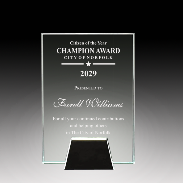 Jade Glass Plaque with Chrome Stand