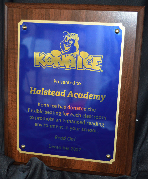 Kona Ice plaque presented to Halstead Academy PRESENTED IN NORFOLK, VA