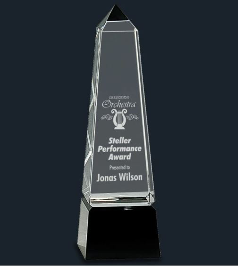 Crystal Obelisk Award on Black Base