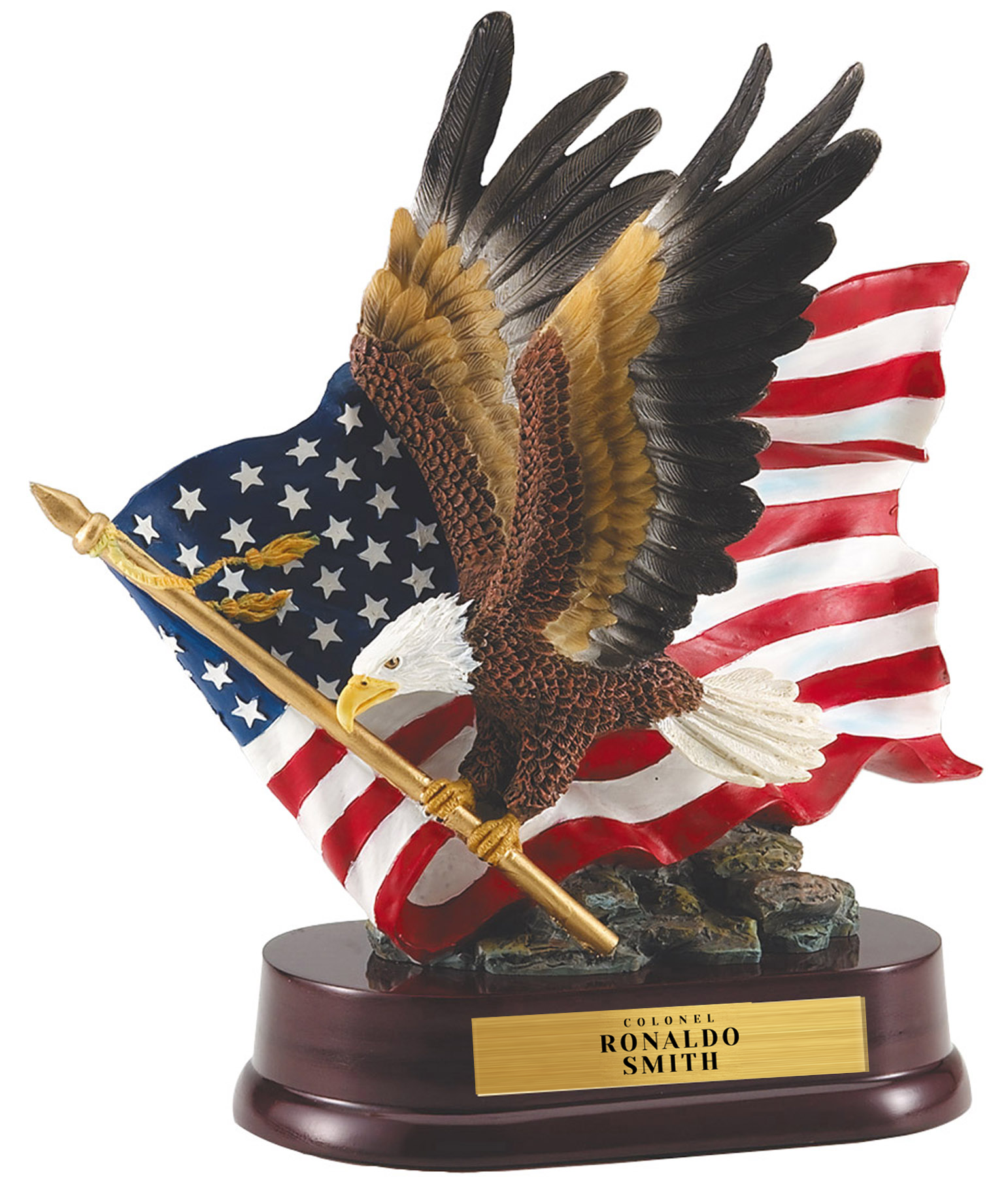 Eagle with Flag, Painted 10½"
