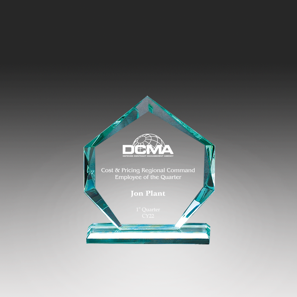 Jade Glass Hexagon Award with Base