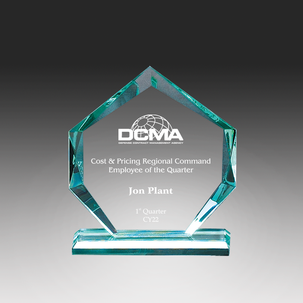 Jade Glass Hexagon Award with Base