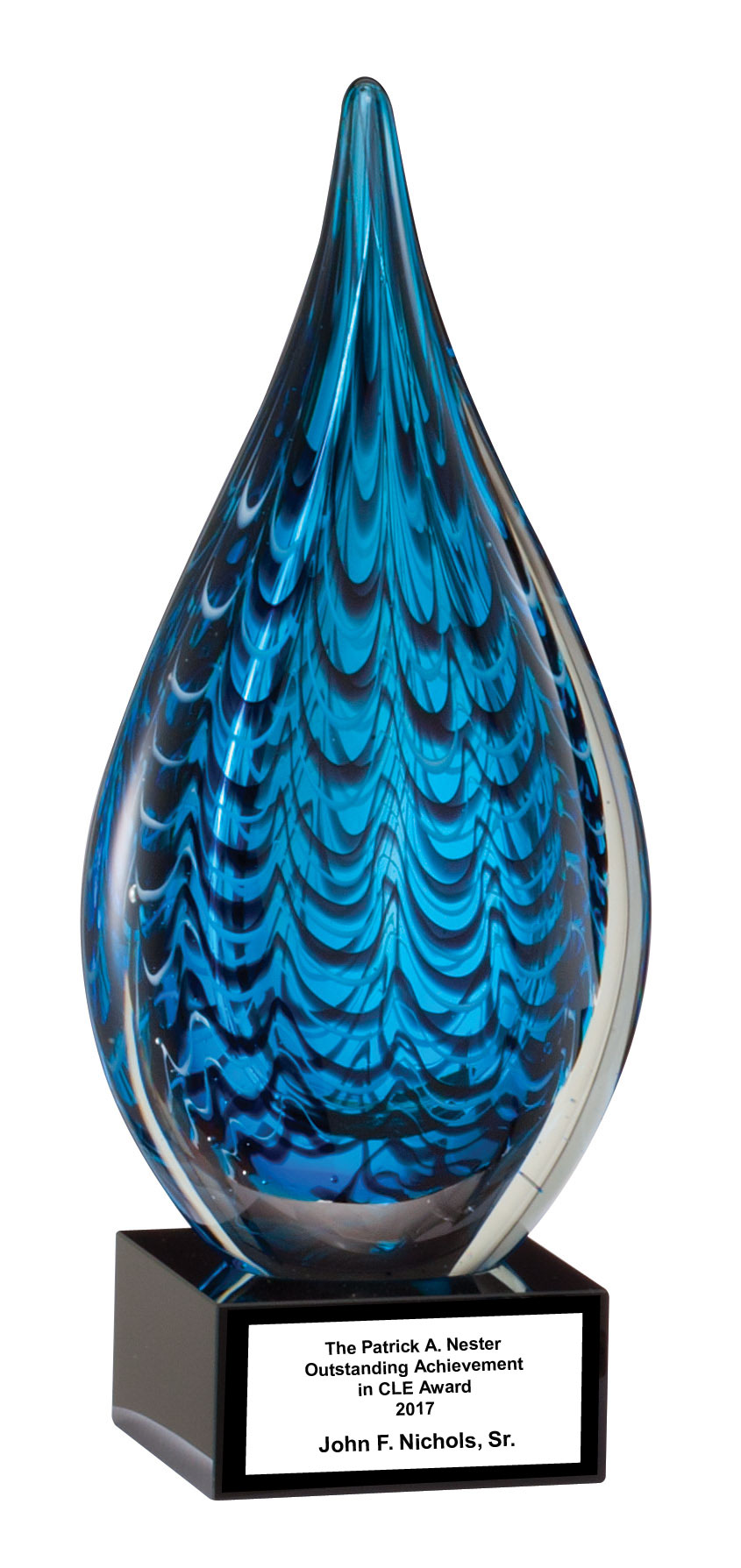 Blue and Black Teardrop Art Glass