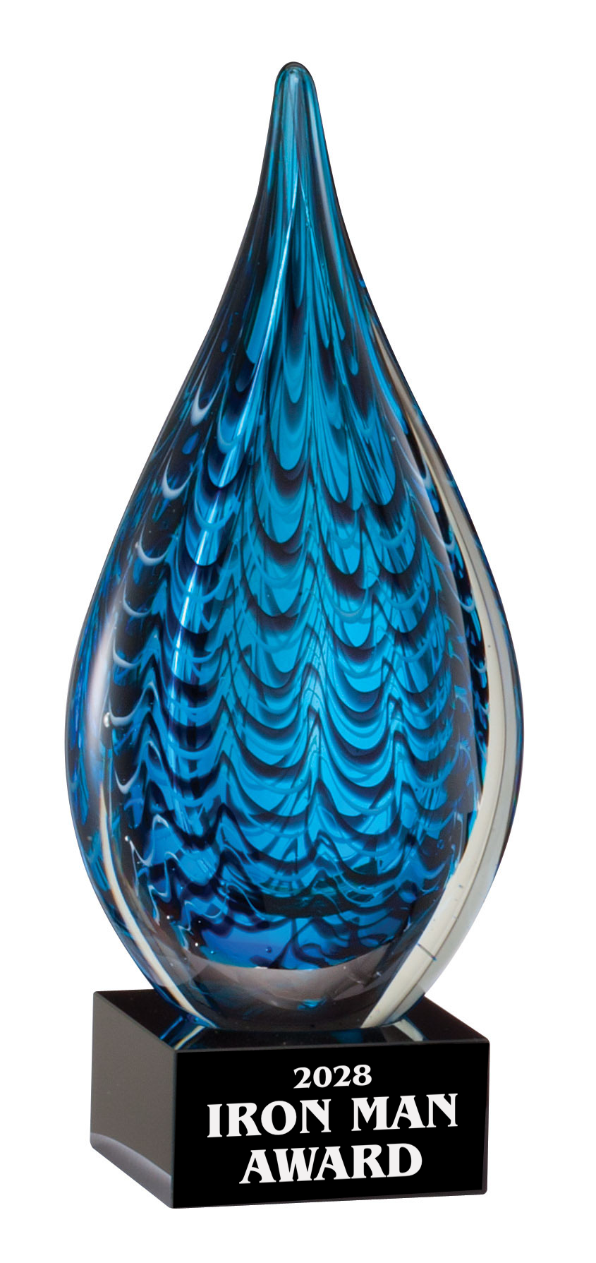 Blue and Black Teardrop Art Glass