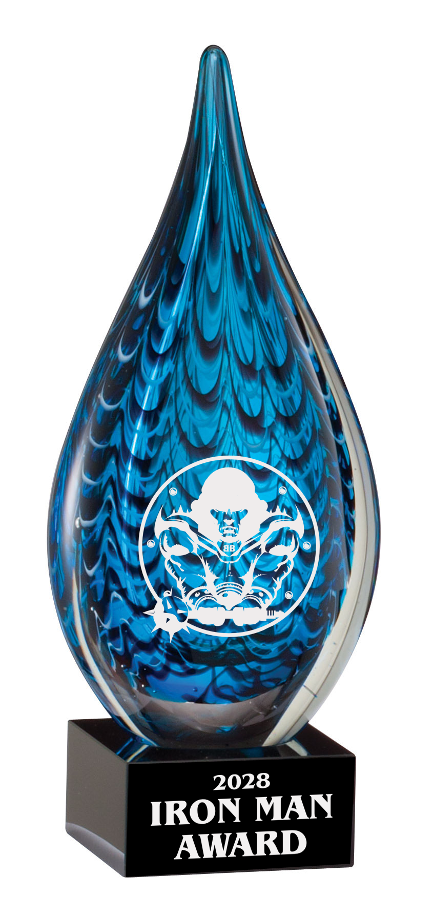 Blue and Black Teardrop Art Glass