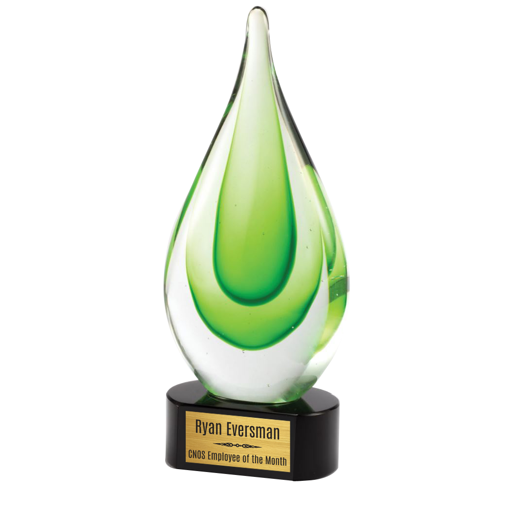 9.25" Green Teardrop Art Glass
