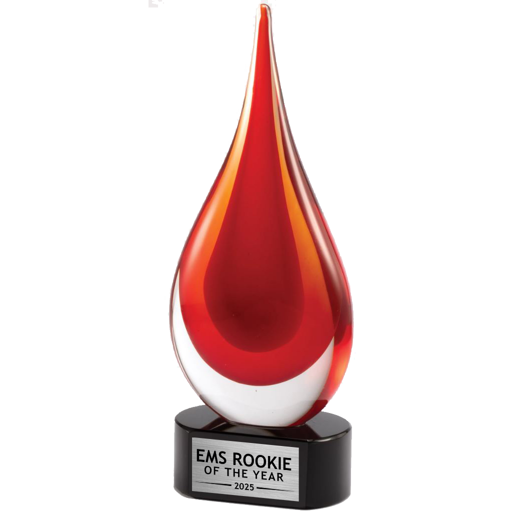 10.25 Red Teardrop Art Glass