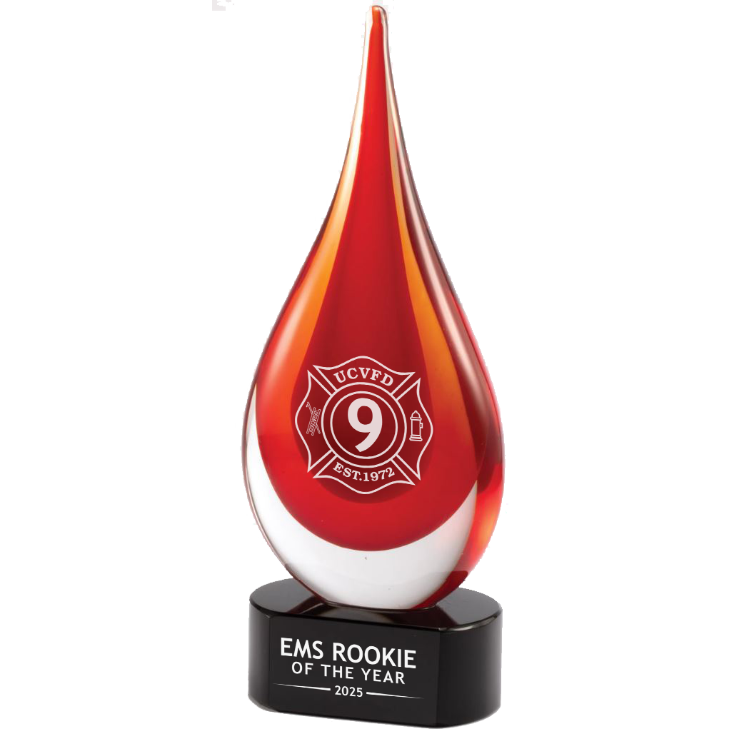 10.25 Red Teardrop Art Glass