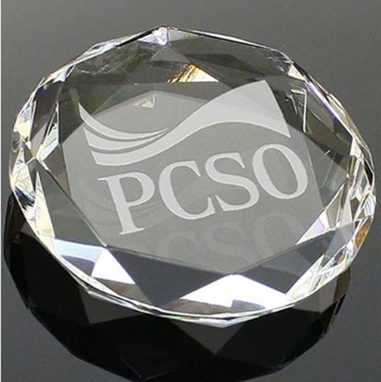 Crystal Round Multi-Faceted Paperweight