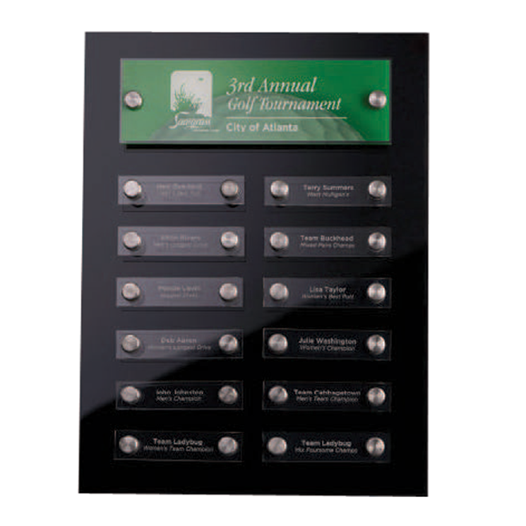 9"X12" Black and Clear Acrylic Beveled Perpetual Plaque with Standoffs