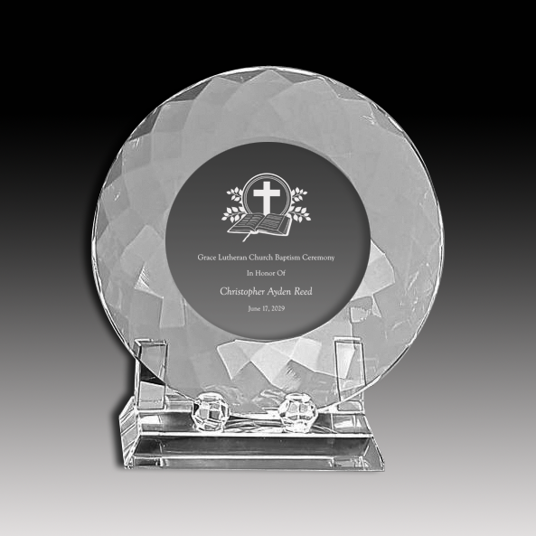 Clear Crystal Plate with Faceted Border