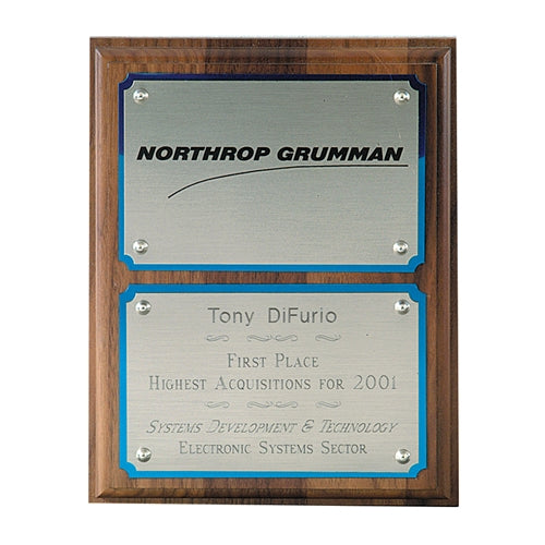 Simulated Walnut Plaque with Dual Plates