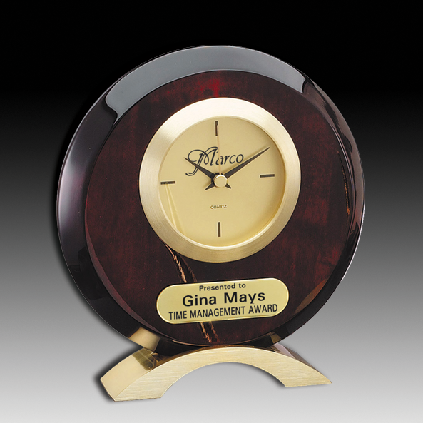 Piano Finish Rosewood Round Clock 6½" x 7½"