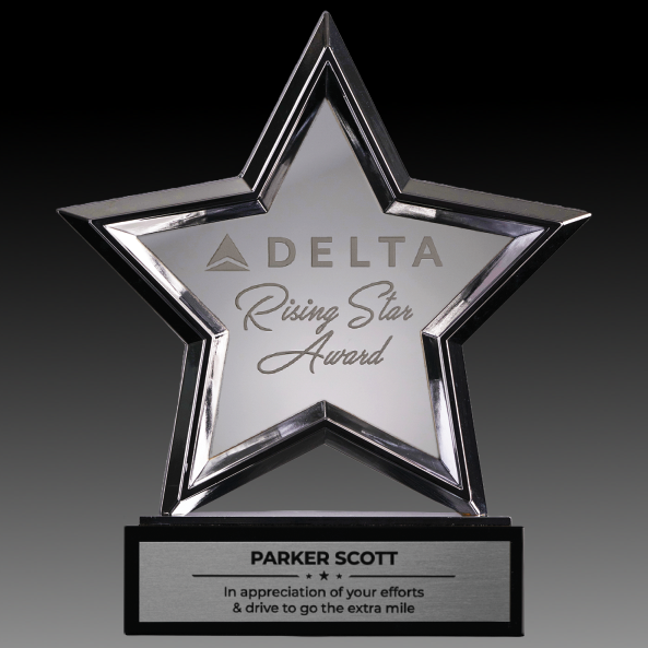 Standing Metal Star with Crystal